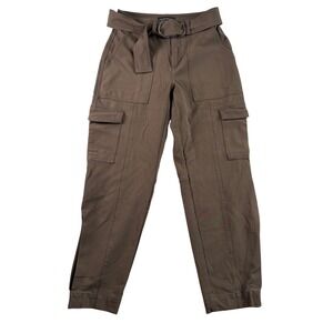 Banana Republic Women Belted Cargo Pants Olive Green Utility Style Size XXS